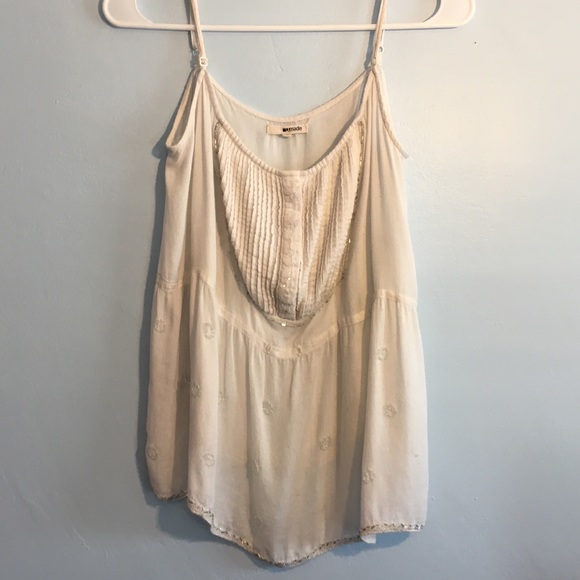 LAmade White Cami with Shimmer Details on Front M - Picture 2 of 8